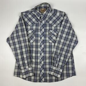 Wrangler Men's XL Pearl Snap Bush Popper Yellowstone Sawtooth Long Sleeve